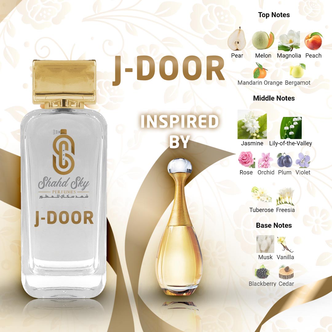 عطر J-DOOR النسائي الفاخر – رائحة زهرية فاكهية تدوم طويلاً | بديل Dior Jadore
